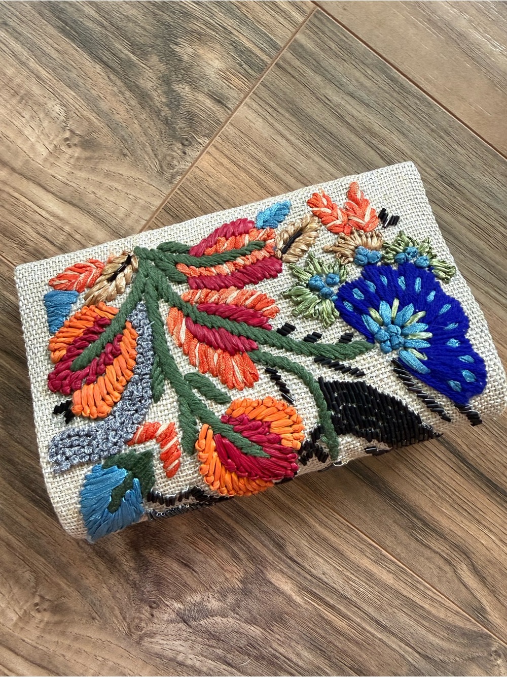 Anthropologie Embroidered Floral Clutch — Multicolor